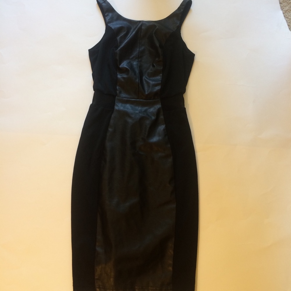 En creme little black dress pleather